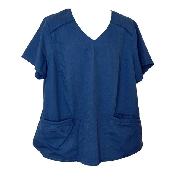 Grey's Anatomy by Barco Women's v neck 4 pocket mesh insert top blue size 3XL - Picture 1 of 6